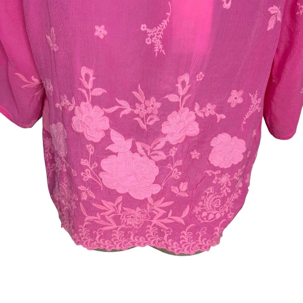Johnny Was Pink Embroidered Blouse Women Small Jonet Ferrera Blouse Embroidered - Picture 4 of 8